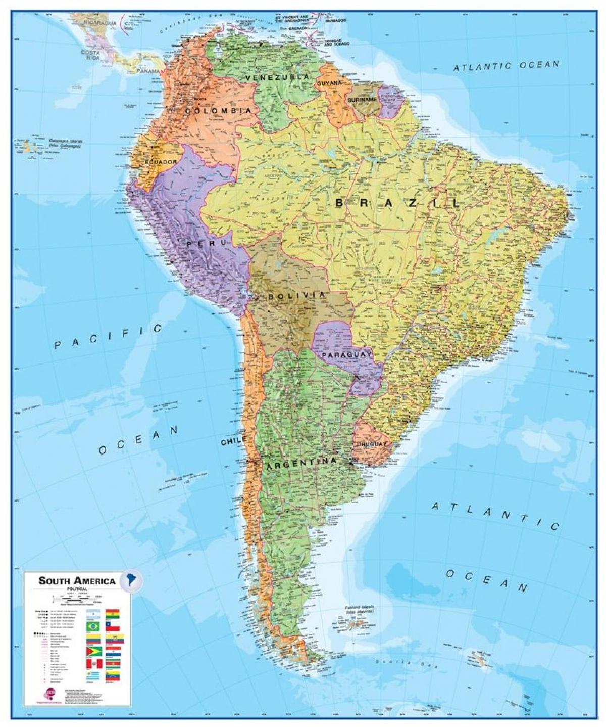 քարտեզ Պերուի Հարավային Ամերիկայի